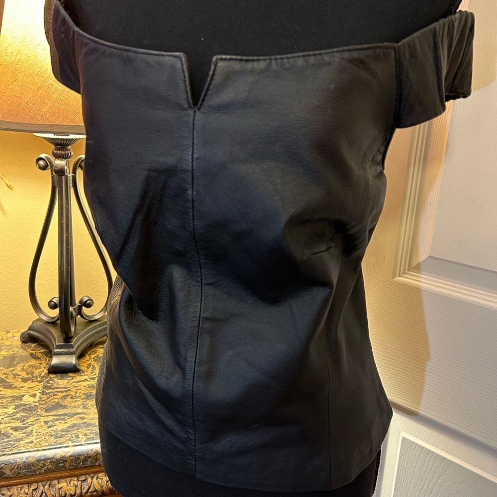 Sexy off Shoulder Vintage Leather Blouse Top Shirt